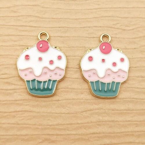 10pcs 17x22mm ice cream enamel charm for jewelry making cute earring pendant bracelet necklace charms diy design charms
