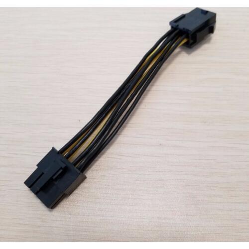 100pcs/lot PCI-E PCIe Graphics Card 6Pin Female to 8Pin Male Adapter Power Supply SHORT Cable CORD 18AWG Wire 10cm PC DIY