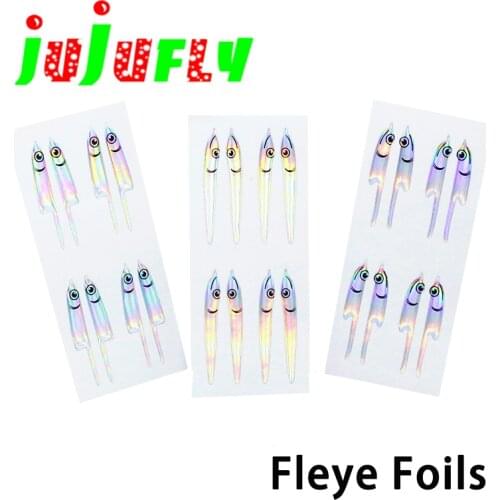 New popular fly tying 16pairs fleye foils lure fish vinyl masks bayanchovy silverside sandeel artificial fish head sticker