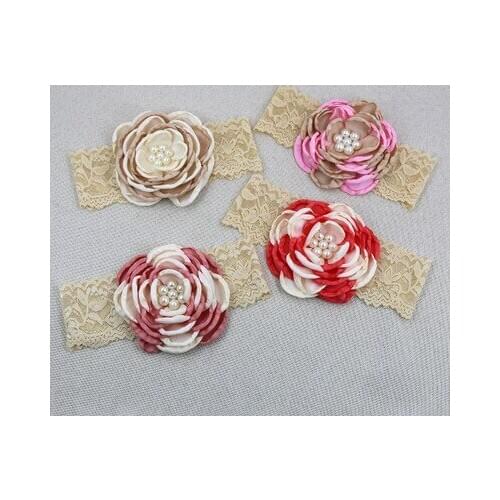 2020 1 Pcs Baby girls Lace Headbands pearl flowers Headband Headwear Hair Band Baby Hair Accessories Girls Christmas Gifts