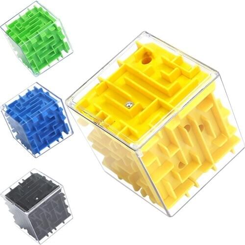3D Maze Magic Cube Rolling Ball Game Six-Sided Puzzle Cubes Toy Educational Learning Study Toy Gifts for Kid Children (Random)