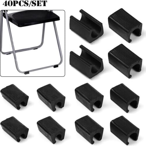 40PCS U-type Tube Caps Plastic Office Chair Leg Pads Covers Bumper Damper stool foot Anti-front tilting 8/10/12/14/16/19/25/32mm