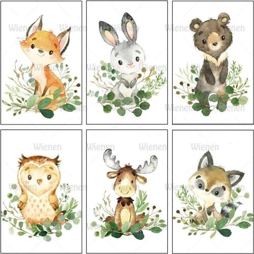 Diamond Painting Cartoon Animals 5D Full Drill Round Diamond Embroidery Fox Rabbit Home Decoration Mosaic Handmade Painting Art