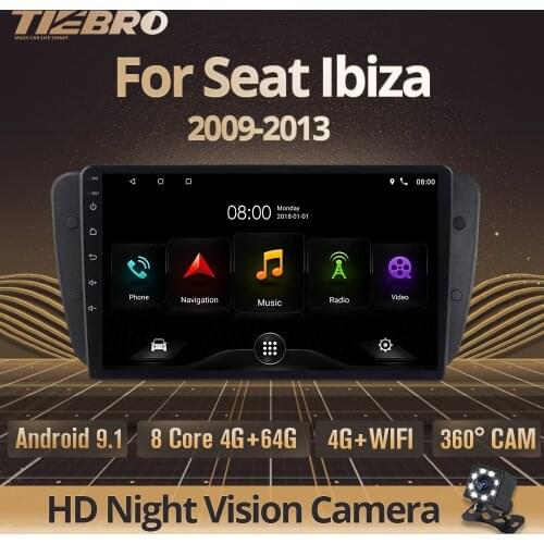TIEBRO 2Din Android 9.0 Car Radio For Seat Ibiza 6j 2009 2010 2012 2013 Gps Navigation 2 Din Dvd Radio Audio Multimedia Player