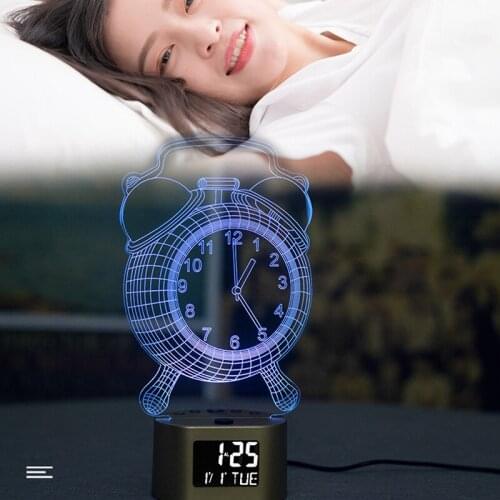 Alarm Clock Base Creative Gift 3d Small Night Light Multi Function New Strange Led Seven Color Atmosphere Light