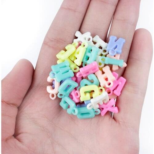 50Pcs/Lot Acrylic Hanging Hole Candy Color Letters Beads For DIY Jewelry Making Kids Bracelet Necklace Pendant Accessories