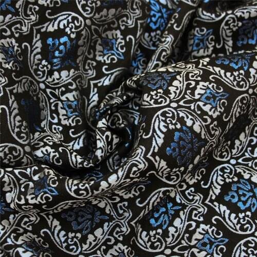 CF1128 Autumn/Winter Flowers Jacquard Black Fabric Womens Fashion Dress Coat Jacquard Sewing Material Elastic On All Side