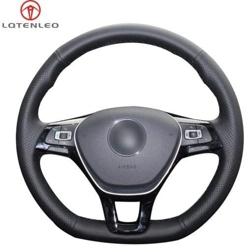 Black PU Artificial Leather Sew Car Steering Wheel Cover For Volkswagen VW Golf 7 Mk7 New Polo Passat B8 Tiguan Sharan Jetta