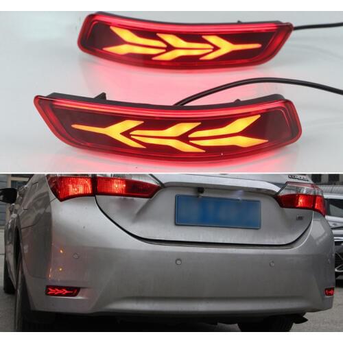 For Toyota Corolla Altis 2014 2015 2016 2017 2018 Car LED Rear Fog Lamp Bumper Light Brake Light Dynamic Turn Signal Reflector