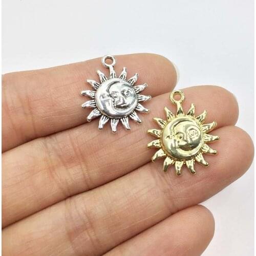 Eruifa 20pcs 15mm Sun Gold/Silver Plated Zinc Alloy Charms Pendant Jewelry DIY Necklace 2 Colors
