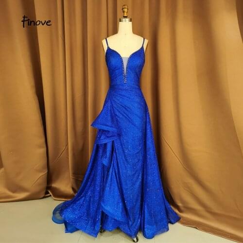 Finove Prom Dress 2021 Sexy Sleeveless V-Neck High Slit Mermaid Evening Gowns Removal Skirt Simple Party Dress