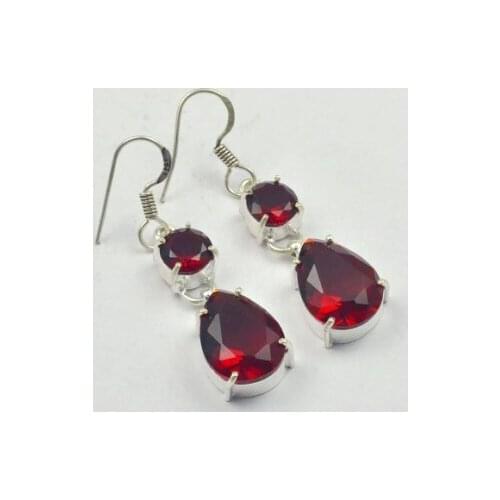 Garnets , Silver Overlay on Copper Earrings , 48 mm , E3381