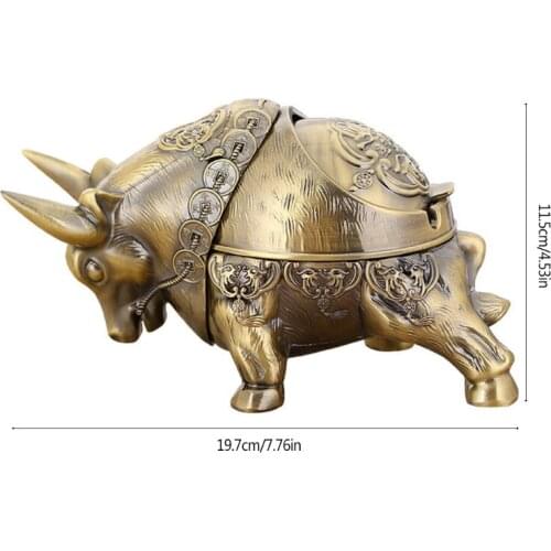 Creativity Cattle Metal Ashtray Household Office Decoration Windproof R2JC