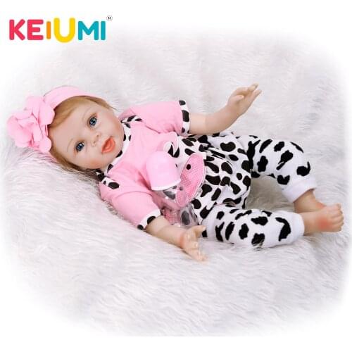 KEIUMI 22 Inch Lifelike Alive Baby Doll Cloth Body 55cm Realistic Princess Girl Reborn Baby Doll Kids Children Birthday Gift