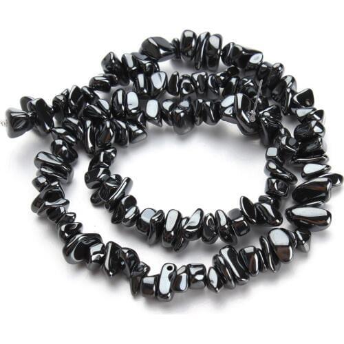 Lacoogh 1lot 5-10mm Fashion Natural Black Hematite Stone Double Hoel Irregular Loose Spacer Beads DIY Jewelry Wholesale