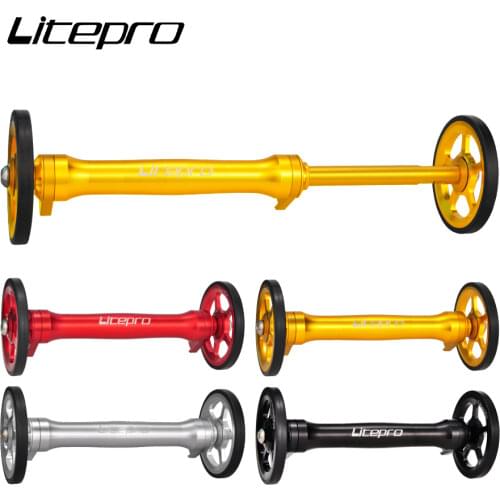 Litepro Folding Bike Aluminum Alloy Easy Wheel For Brompton 3sixty Extension Rod Easywheel Telescopic Rod Rear Cargo Rack