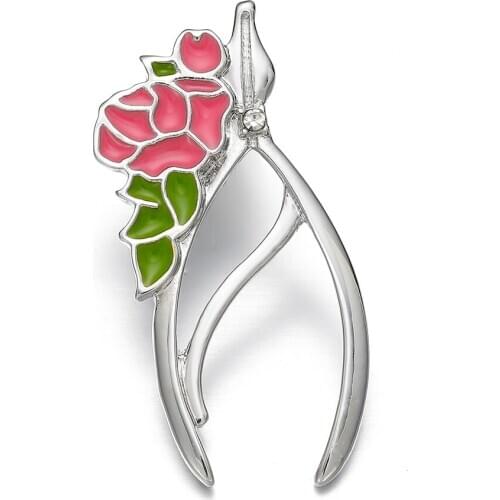 Gold Silver Color Forceps Pins Dentist Romantic Jewellery Medical Pins Enamel Crystal Pins Gift Nurses Brooches Men Accessories