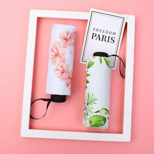 Small Fresh Umbrella Sunny and Rainy Dual Use Small Fresh Creative 5 Fold Umbrella Anti Ultraviolet Sunshade