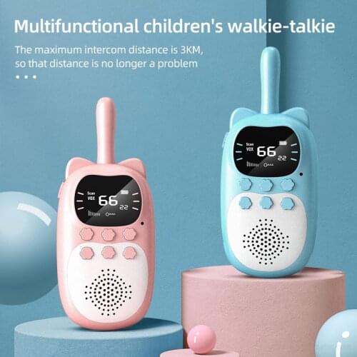 Mini Toys Handheld Transceiver Childrens Walkie Talkie Kids 3KM Range UHF Radio Lanyard Interphone For Birthday Gift 2pcs/Set