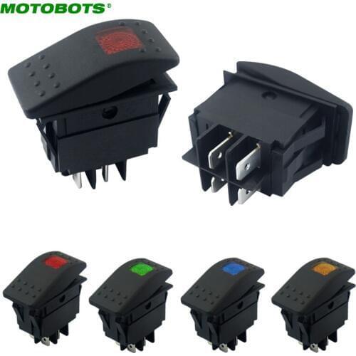 MOTOBOTS 100Pcs 12V/24V Car Boat RV Waterproof 4Pin Prong DPST Rocker Switch Toggle ON/OFF With LED Light 4-Color Optional
