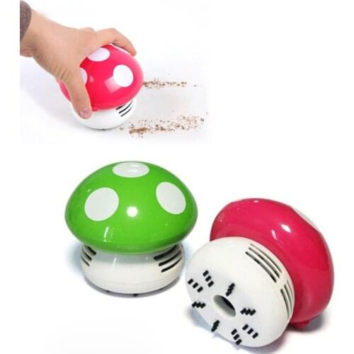 Mini Desktop Vacuum Cleaner Cartoon Mushroom Mini Dust Collector Household Computer Keyboard Coffee Table Clean Brushes