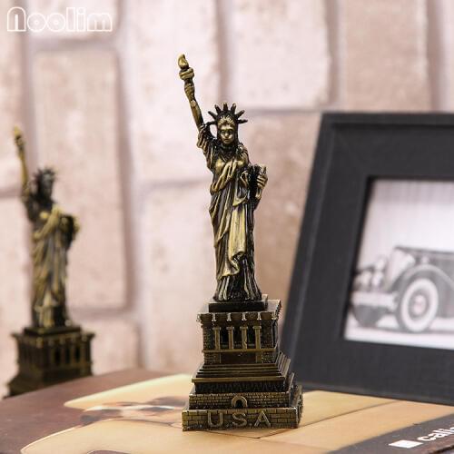 NOOLIM Antique Bronze the Statue of Liberty Replica Model Metal American New York Figurine World Famous Landmark Architecture