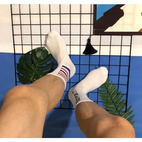 IMINCN 1Pair Design ready for it INS Young People Hiphop made in china Cotton Dance Street High Fashion Black White Sock