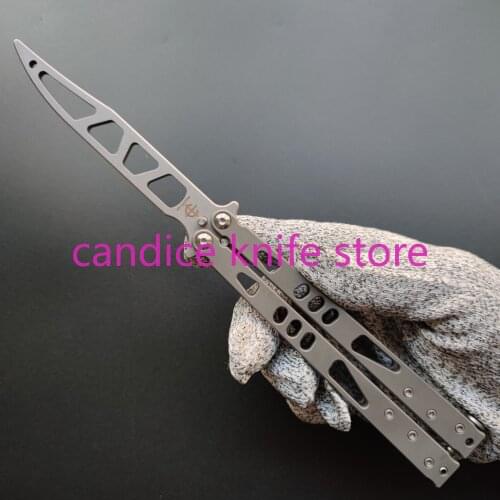 Newest Baliplus Tach 2 Butterfly Trainer Knife Vg-10 Stonewash Blade Titanium Handle Jilt Not Sharp Pocket Free-swinging Knife