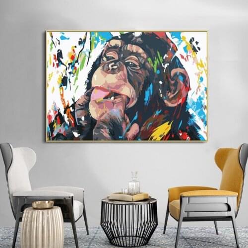 Orangutan Biting A Finger Wall Graffiti Art Canvas Painting Abstract Animal Art Canvas Prints For Kids Room Cuadros Home Decor
