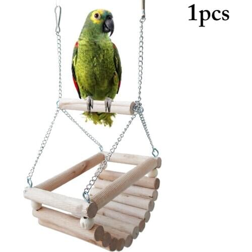 Pet Bird Hanging Swing Toy Birds Cage Parrot Swing Creative Bird Swing Perch Wooden Hammock for Colorful Parakeet Cockatiel