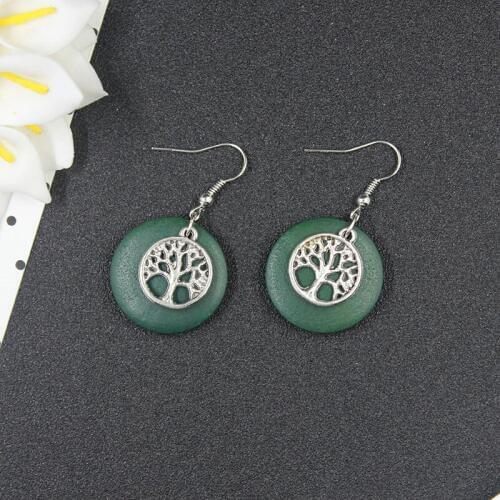 Simple Circular Drop Earrings For Women Vintage Red Green Wood Long Earrings Charm Fashion Jewelry Wholesale Gift HE10345