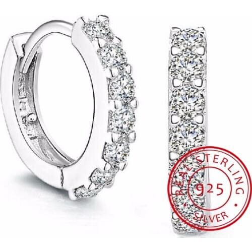 Baby 925 Silver 10mm Circle Zircon Small Hoop Earring for Kid Grils child Woman Beautiful Aros Loop Huggies Earring Jewelry E024