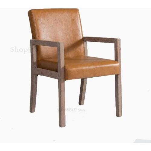 Assembling Modern Minimalist Retro Distressed Backrest Solid Wood Armrest Hotel Restaurant Dining Chair Coffee Chair Leisure Cha