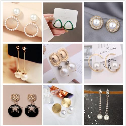 New Brand Design Gold Color Wild Simulated Pearl Earrings For Women Personality Geometric Female Elegant Earring Accessories