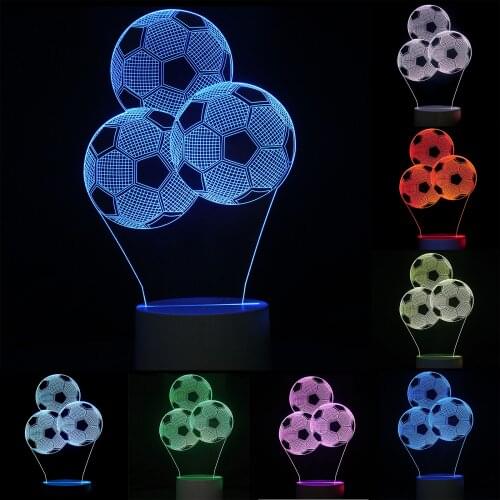 3D LED Illusion Lamp Light, Football Cartoon Night Light Lamp 16 Colors Change with Remote,Valentines Day Present/Birthday/Room
