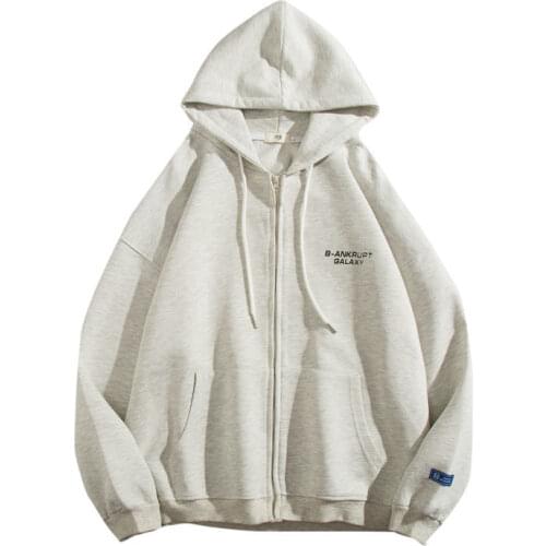 Mens Hoodies Sweatshirts Couples Letter Print Zip Up Pocket Plus Velvet Hooded Sweatshirt Men Jacket Casual Loose Outerwear