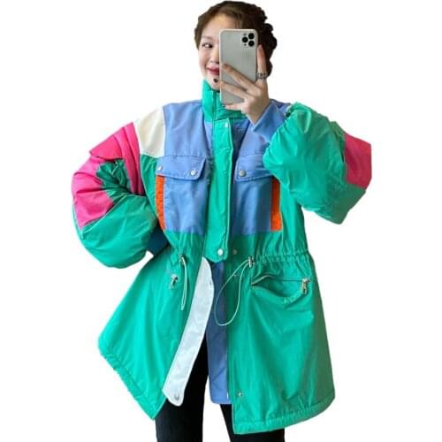 New Fashion Women The Long-sleeved Stitching Design Trench Coat Female Korean Long Coat Trenchcoat Outerwear