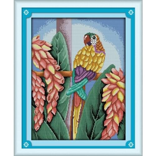 Everlasting Love Parrot(2) Chinese Cross Stitch Kits Ecological Cotton Stamped 11CT 14CT DIY Gift New Year Decorations For Home