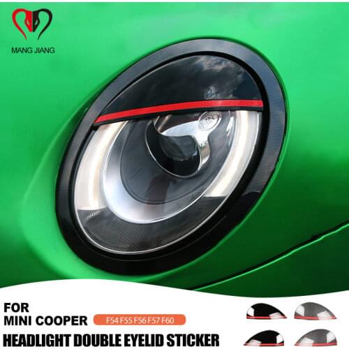 For Mini Cooper F54 F55 F56 F57 F60 ABS Funny Lamp Decal Headlight Double Eyelid Cover Stickers Creative Modified Decoration