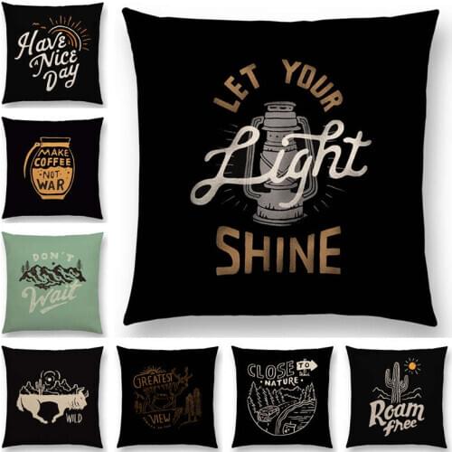 Outdoor Activities Letters Pillowcase Great Nature Adventure Camp Explore Hike Seek Wild Stormy Light Shine Cushion Cover