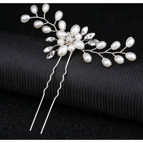 Bride Bridesmaid Hair Accessories Pearl Hair Pin Clip Luxury Crystal Rhinestone Wedding Hairpins Sticks For Women