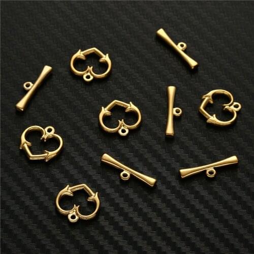 Stainless Steel Heart Toggle Clasps For Jewelry Making Gold/Silver Color Metal Hear Toggle Clasps Connectors Wholesale 20pcs