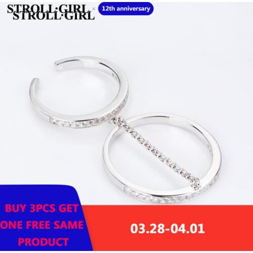 Strollgirl New 925 Sterling-silver-jewelry Accessories Finger Rings for Women Double Rings Silver Jewelry Valentines Day Gift