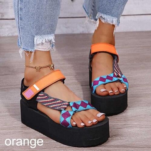 Ladies patchwork sandal multi colour beach sandal platform summer shoes travelling