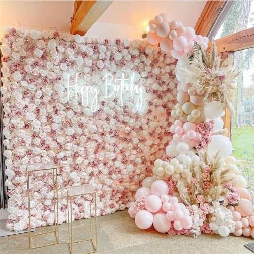 1pc 60cm*40cm Artificial Flower Wall Decor Pink Flower Wall Panel Floral Backdrop For Wedding Bridal Shower Birthday Decortaion