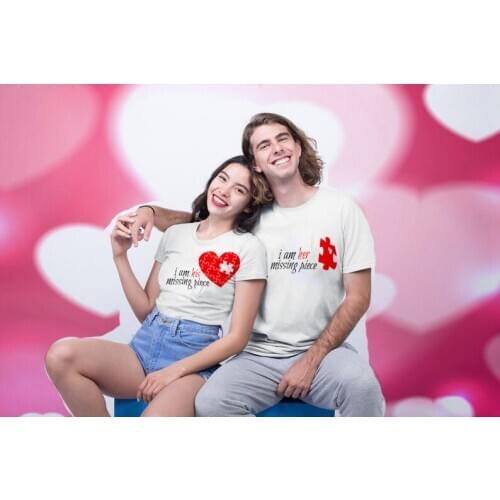 1pc Valentines Day Matching Couple T Shirts I am his losing piece Shirt Gifts Couples shirts Couple gift sweet tee for couple