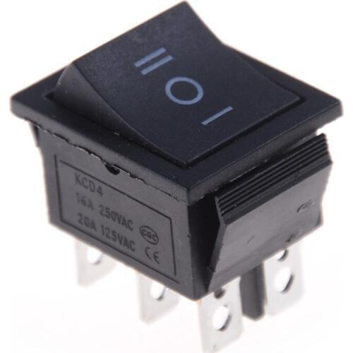 2PCS AC 16A/250V 20A/125V Black 6Pin DPDT ON-OFF-ON Position Snap Boat Rocker Switches