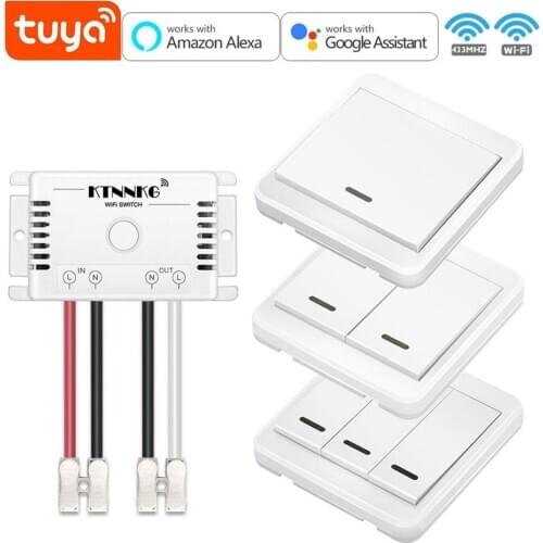 220V 1Gang TUYA APP Wifi Light Switch Wireless Remote Domotica Smart Home Lamps Control Relay Module for Alexa Drop Shipping
