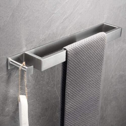 40cm Towel Holder Without Drilling Towel Rail Stainless Steel Self Adhesive,Bathroom Holder Towel with Hook for Bathroom Holder