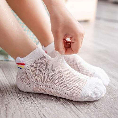 Childrens rainbow mesh socks summer combed cotton mesh breathable socks spring and summer cotton 5 pairs of baby socks